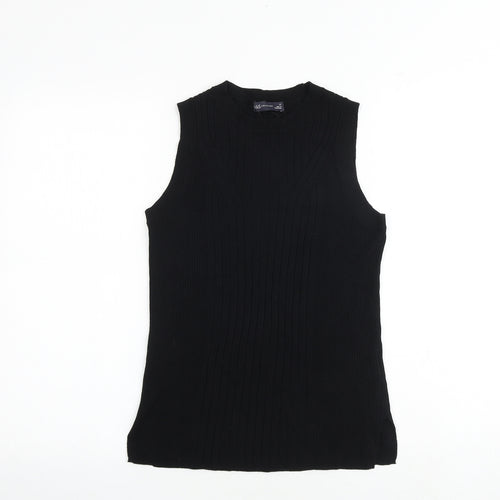 Marks and Spencer Womens Black Round Neck Viscose Vest Jumper Size M