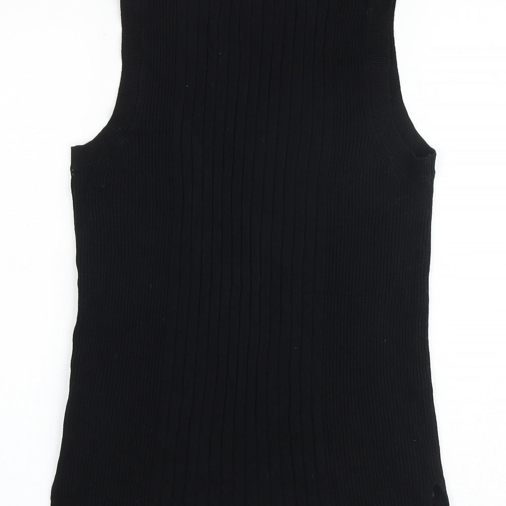 Marks and Spencer Womens Black Round Neck Viscose Vest Jumper Size M