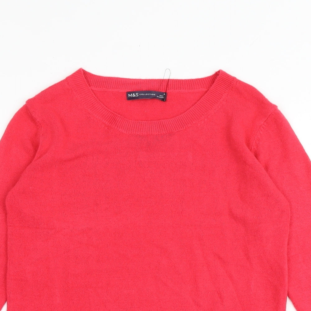Marks and Spencer Womens Pink Round Neck Acrylic Pullover Jumper Size 6