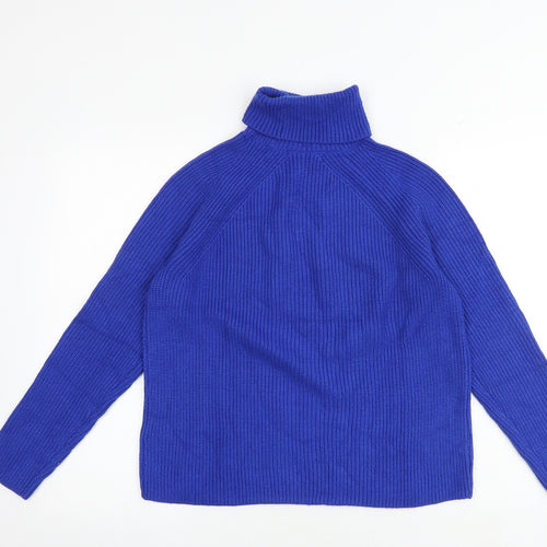Marks and Spencer Womens Blue Roll Neck Viscose Pullover Jumper Size S