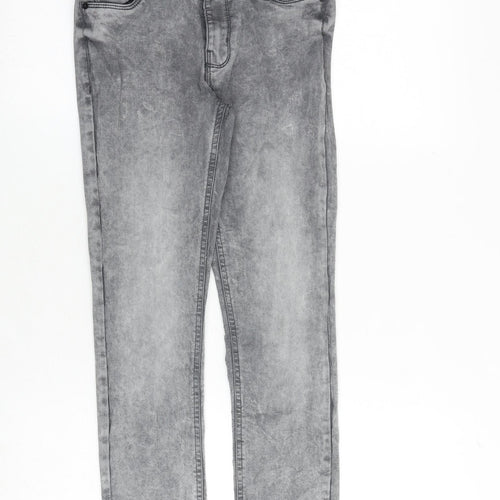 Very Boys Grey Cotton Skinny Jeans Size 12 Years Slim Zip - Acid Wash