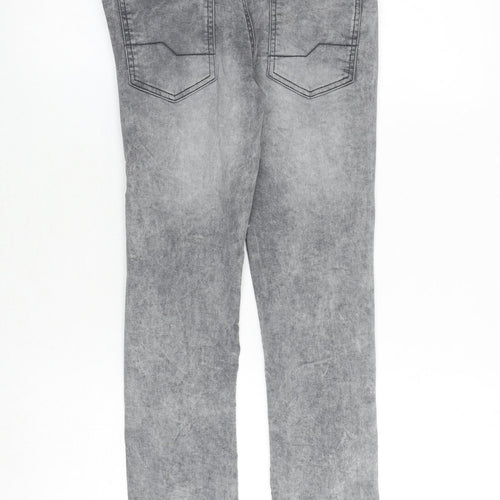Very Boys Grey Cotton Skinny Jeans Size 12 Years Slim Zip - Acid Wash