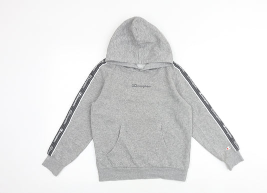 Champion Boys Grey Cotton Pullover Hoodie Size 9-10 Years Pullover