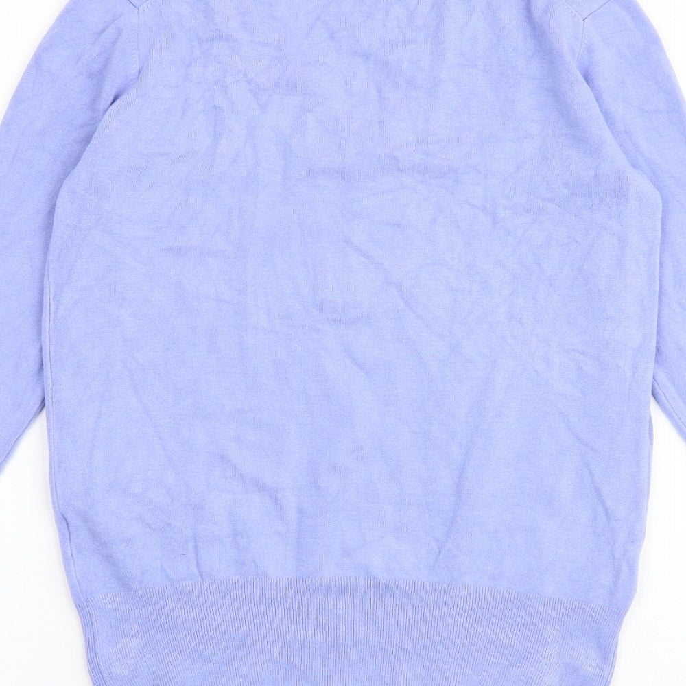 Zara Womens Blue V-Neck Viscose Pullover Jumper Size S