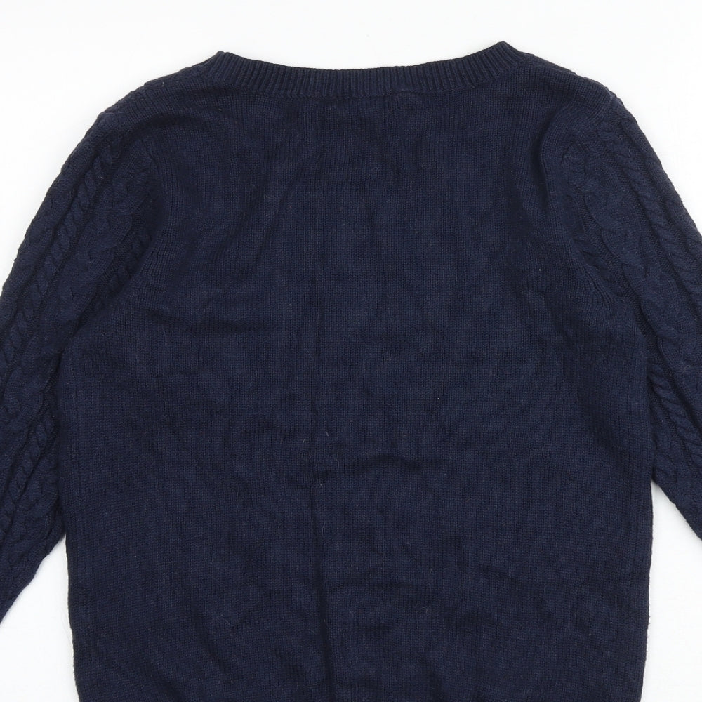 H&M Womens Blue Round Neck Polyamide Pullover Jumper Size S