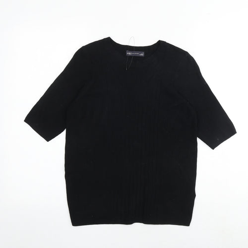 Marks and Spencer Womens Black Round Neck Viscose Pullover Jumper Size M