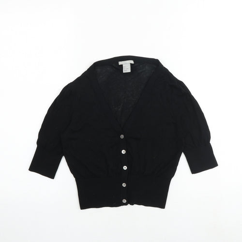 H&M Womens Black V-Neck Acrylic Cardigan Jumper Size S