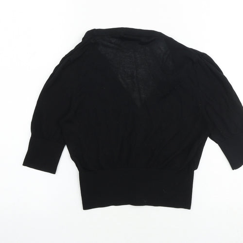 H&M Womens Black V-Neck Acrylic Cardigan Jumper Size S