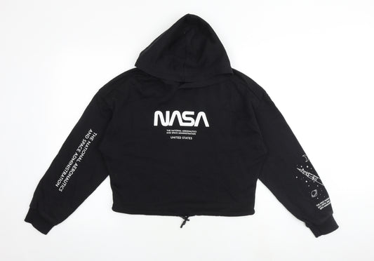 H&M Womens Black Cotton Pullover Hoodie Size S Pullover - NASA