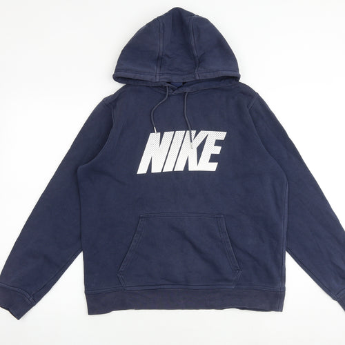 Nike Mens Blue Cotton Pullover Hoodie Size L