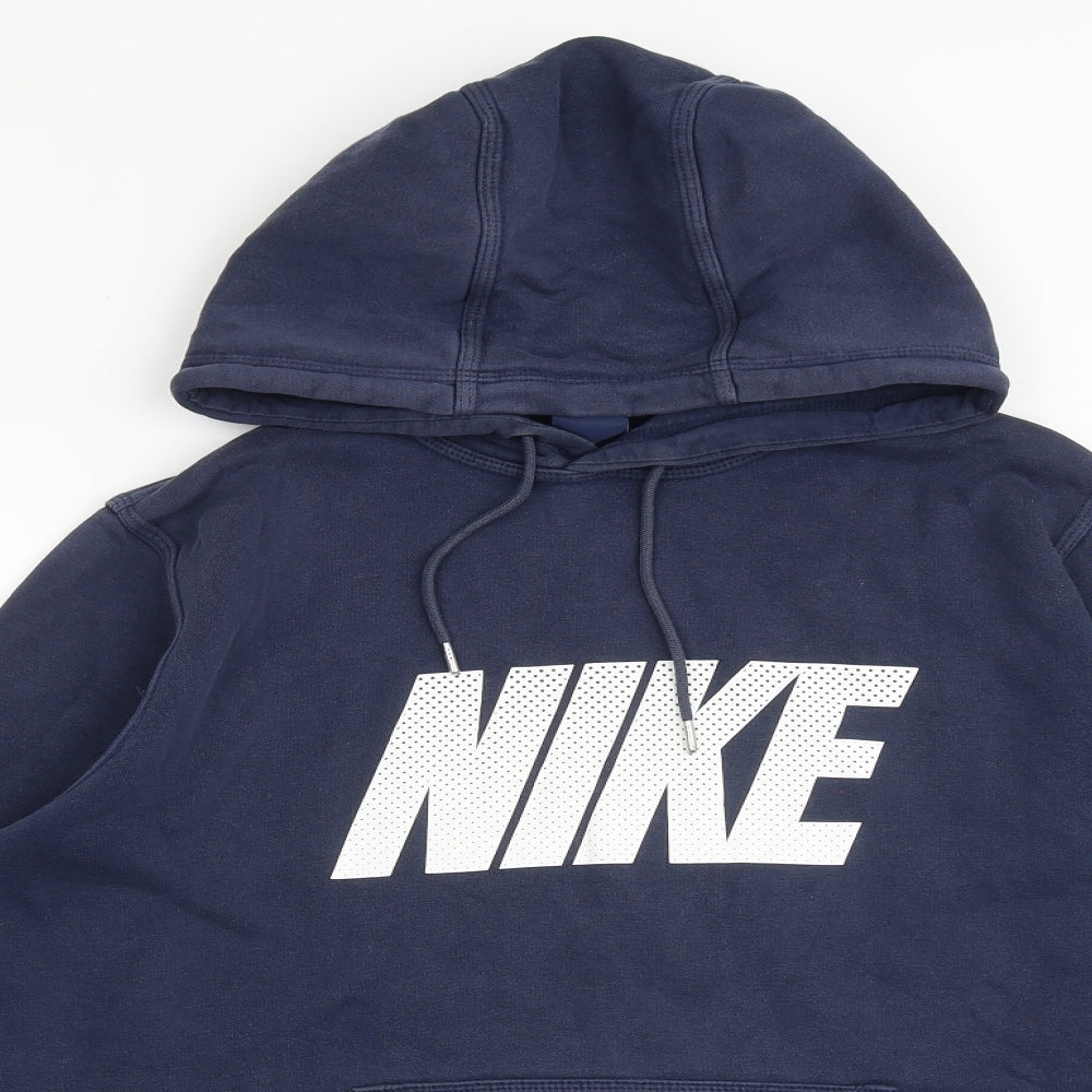 Nike Mens Blue Cotton Pullover Hoodie Size L