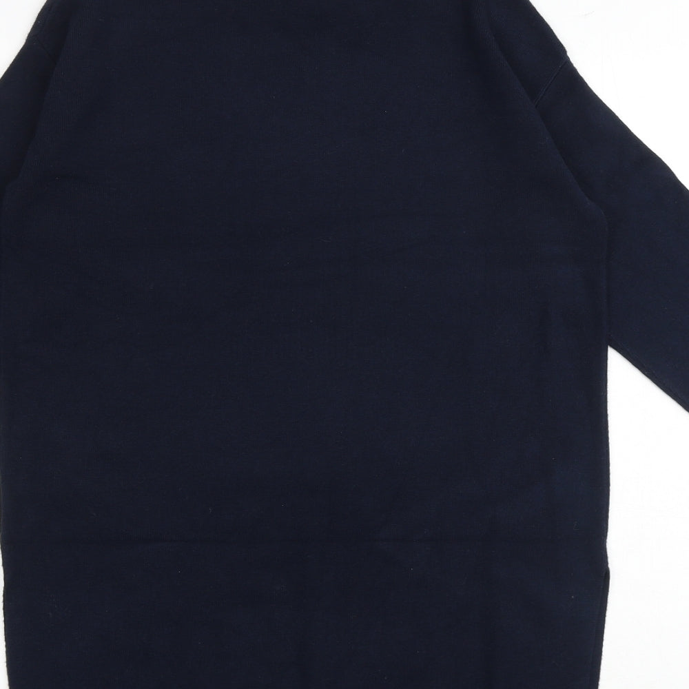 Marks and Spencer Womens Blue Viscose Jumper Dress Size XS Mock Neck Pullover