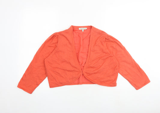 Laura Ashley Womens Orange V-Neck Cotton Cardigan Jumper Size 18 - Cropped