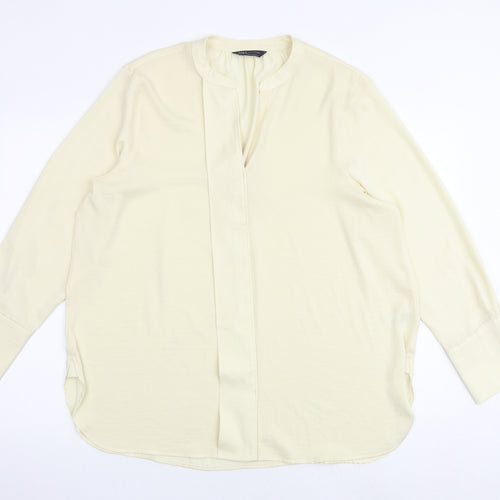 Marks and Spencer Womens Yellow Polyester Basic Blouse Size 16 V-Neck