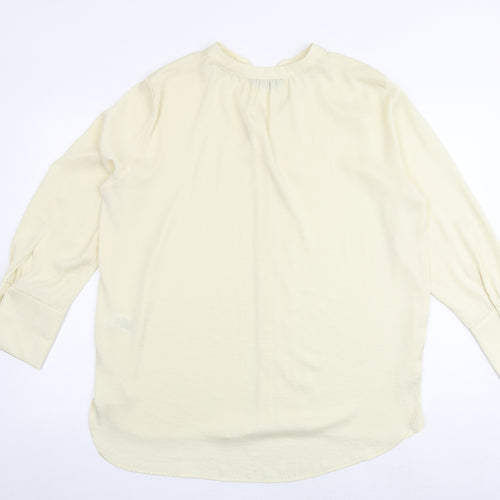 Marks and Spencer Womens Yellow Polyester Basic Blouse Size 16 V-Neck