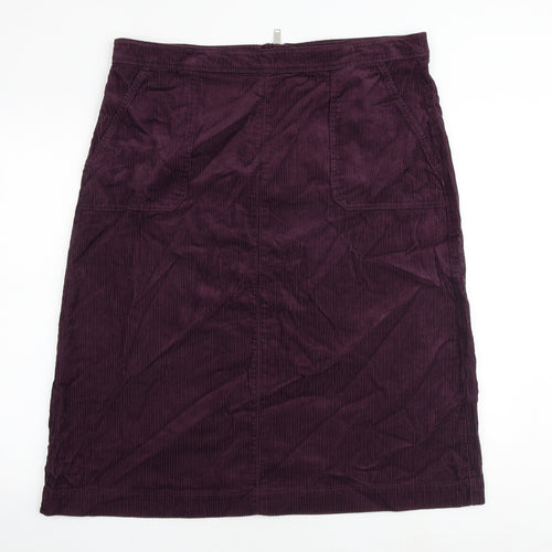 Marks and Spencer Womens Purple Cotton A-Line Skirt Size 20 Zip