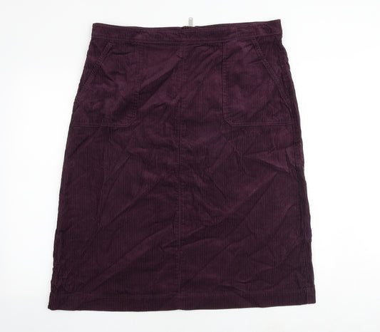 Marks and Spencer Womens Purple Cotton A-Line Skirt Size 20 Zip