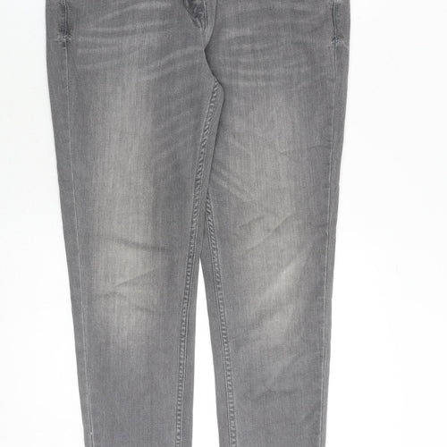 NEXT Womens Grey Cotton Skinny Jeans Size 12 Regular Zip