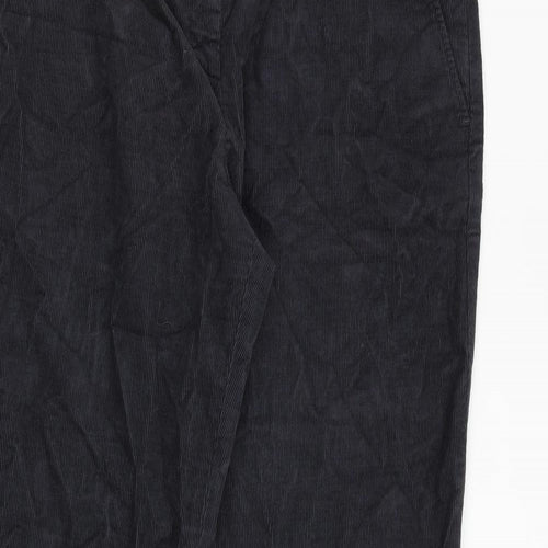 Jaeger Womens Grey Cotton Trousers Size 14 Regular Zip