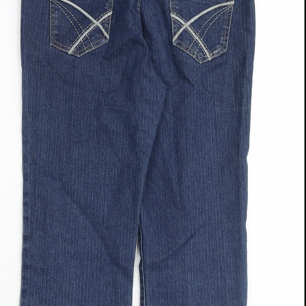 M&Co Womens Black Cotton Straight Jeans Size 12 Regular Zip