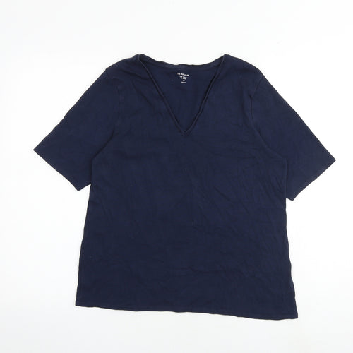 Marks and Spencer Womens Blue 100% Cotton Basic T-Shirt Size 18 V-Neck