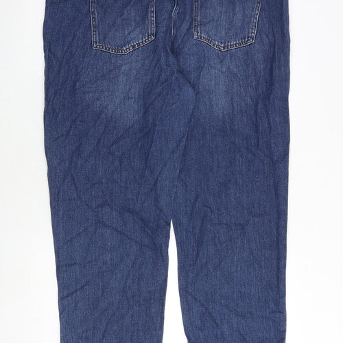 NEXT Womens Blue Cotton Mom Jeans Size 18 Extra-Slim Zip