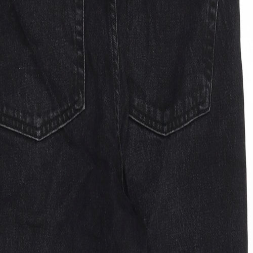 Topshop Womens Black Cotton Straight Jeans Size 28 in Regular Button