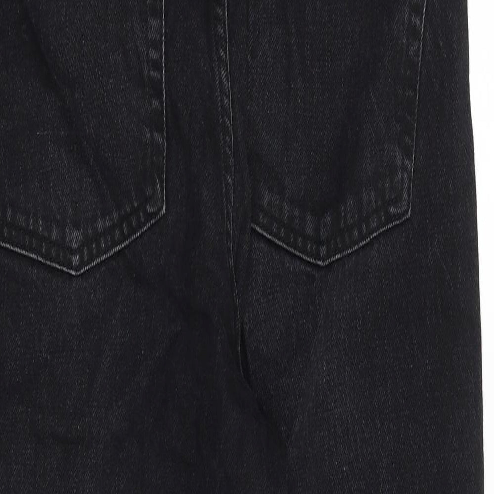 Topshop Womens Black Cotton Straight Jeans Size 28 in Regular Button
