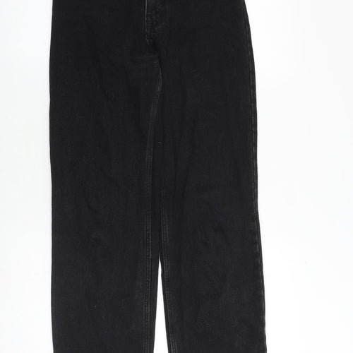 Monki Womens Black Cotton Straight Jeans Size 24 in Regular Zip