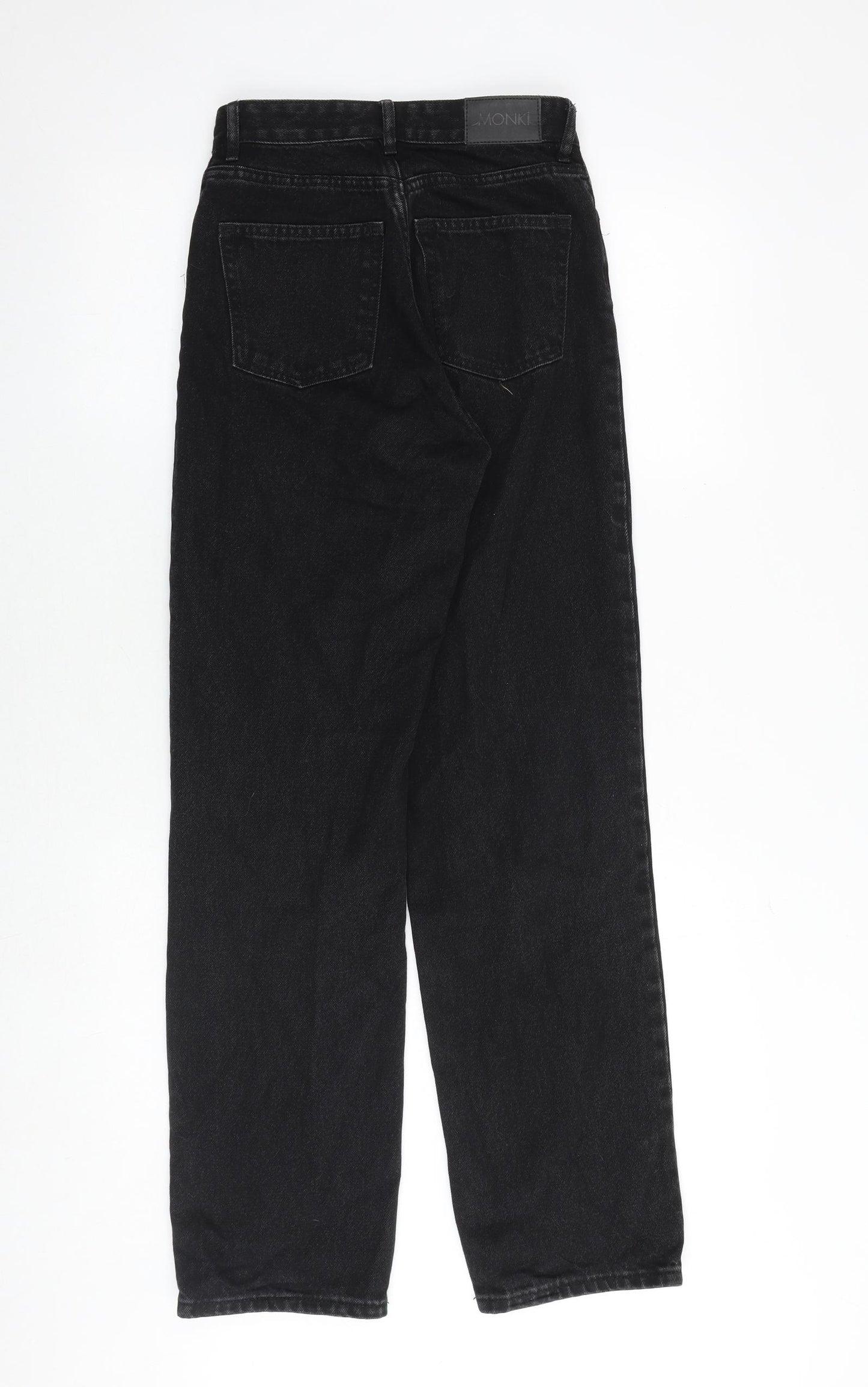 Monki Womens Black Cotton Straight Jeans Size 24 in Regular Zip