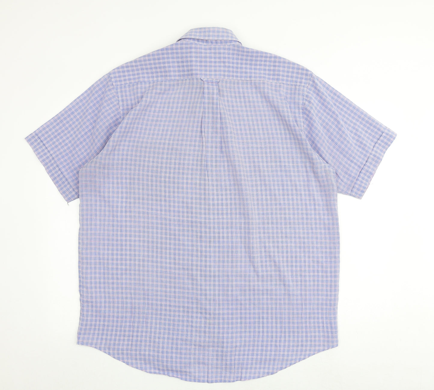 Tern Mens Blue Plaid Polyester Polo Size XL Collared Button