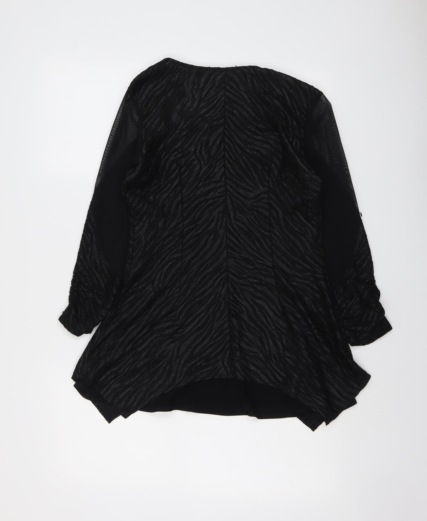 Picadilly Womens Black Animal Print Polyester Basic Blouse Size XS Round Neck - Zebra Pattern