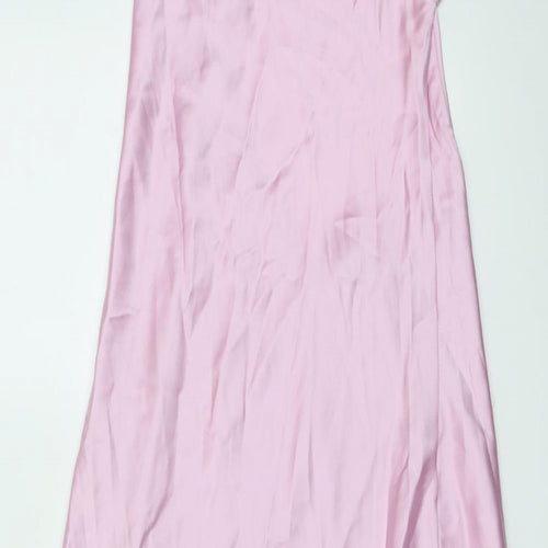 Zara Womens Pink Polyester Slip Dress Size M Round Neck Pullover