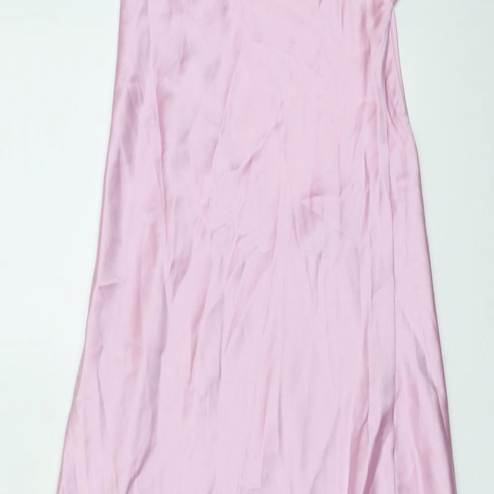 Zara Womens Pink Polyester Slip Dress Size M Round Neck Pullover