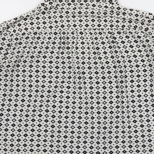 Eastex Womens Black Geometric Polyester Basic Button-Up Size 14 Collared