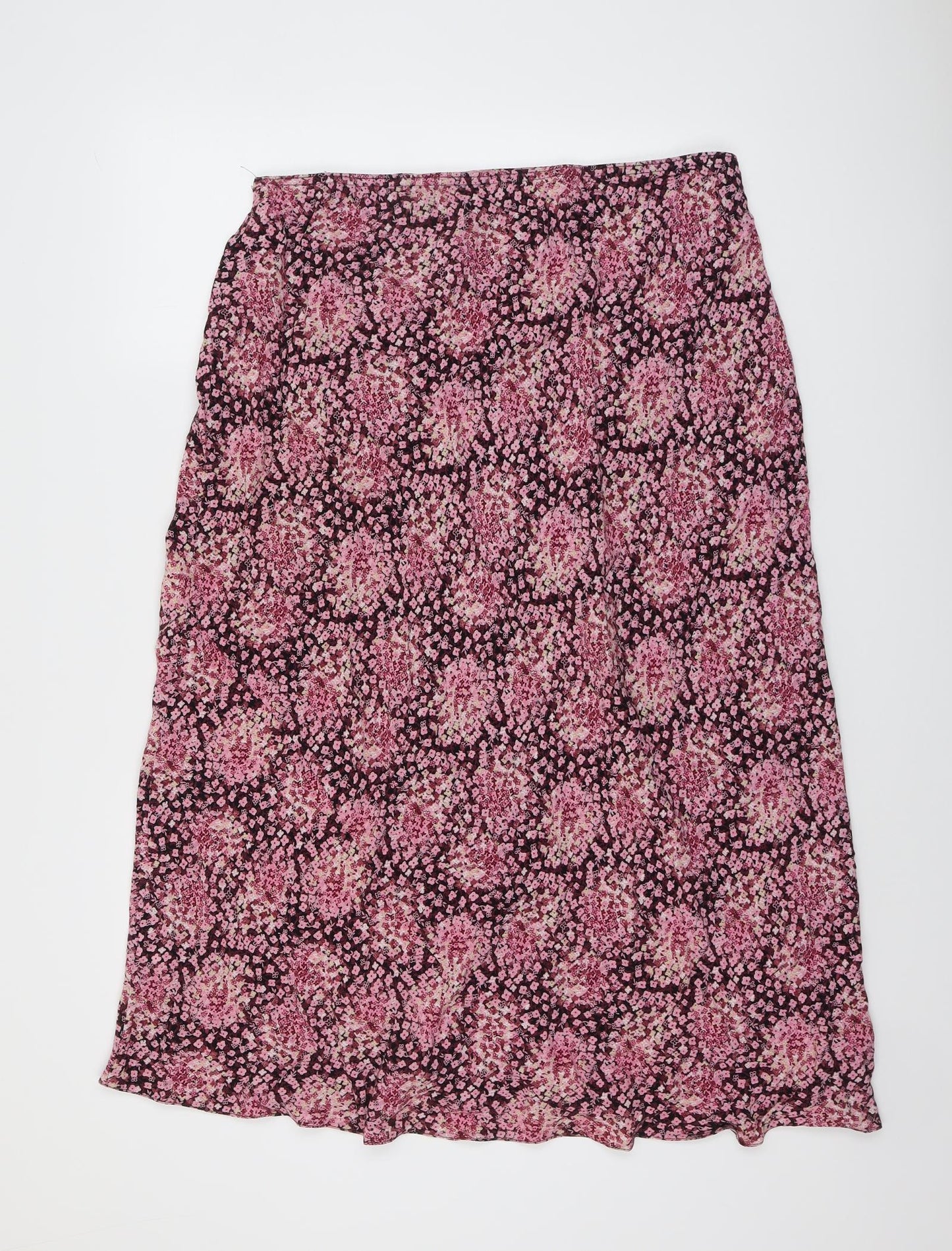 BHS Womens Pink Floral Viscose A-Line Skirt Size 20