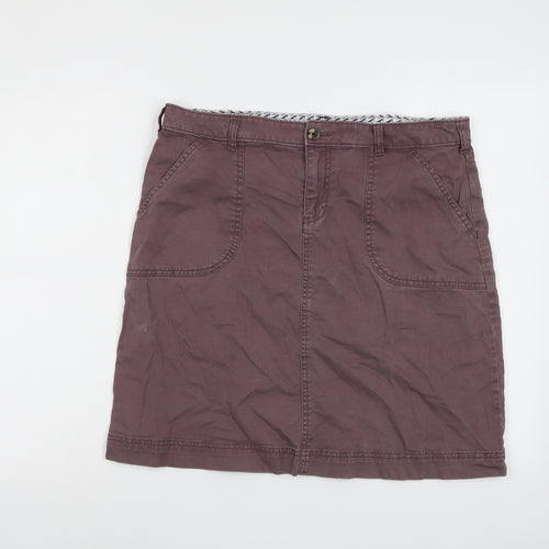 White Stuff Womens Purple Cotton A-Line Skirt Size 14 Button