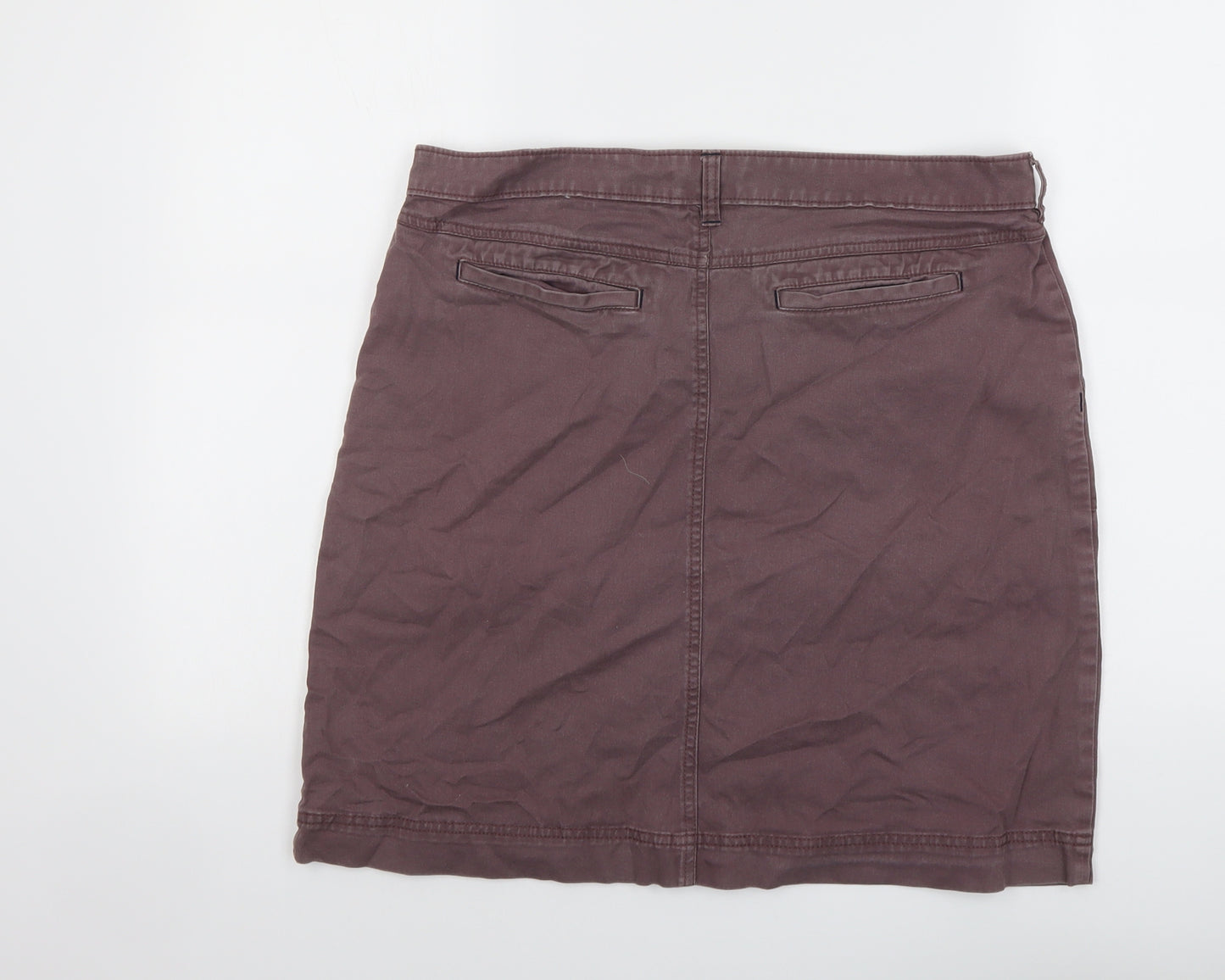 White Stuff Womens Purple Cotton A-Line Skirt Size 14 Button