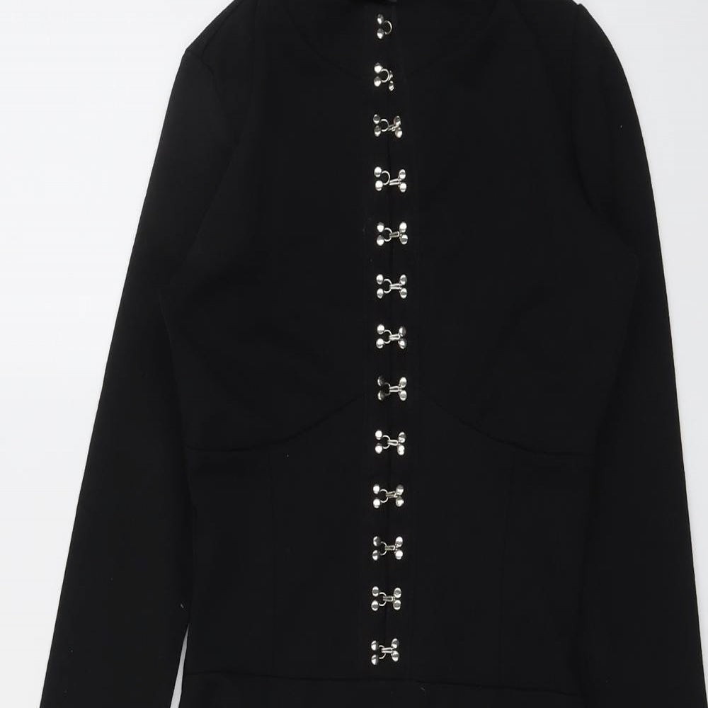 Misspap Womens Black Polyester Bodysuit One-Piece Size 8 Snap