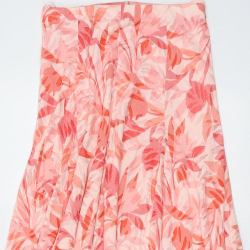 Marks and Spencer Womens Pink Geometric Cotton A-Line Skirt Size 10