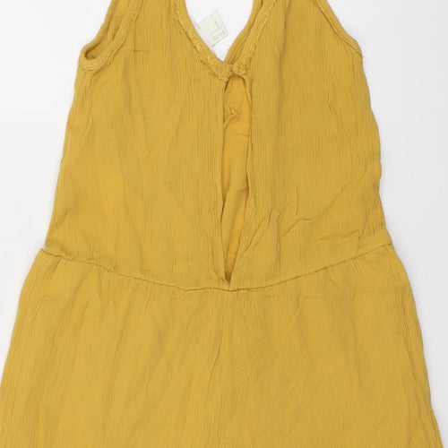H&M Womens Yellow Viscose Playsuit One-Piece Size 8 Pullover - Crocheted Lace Detail