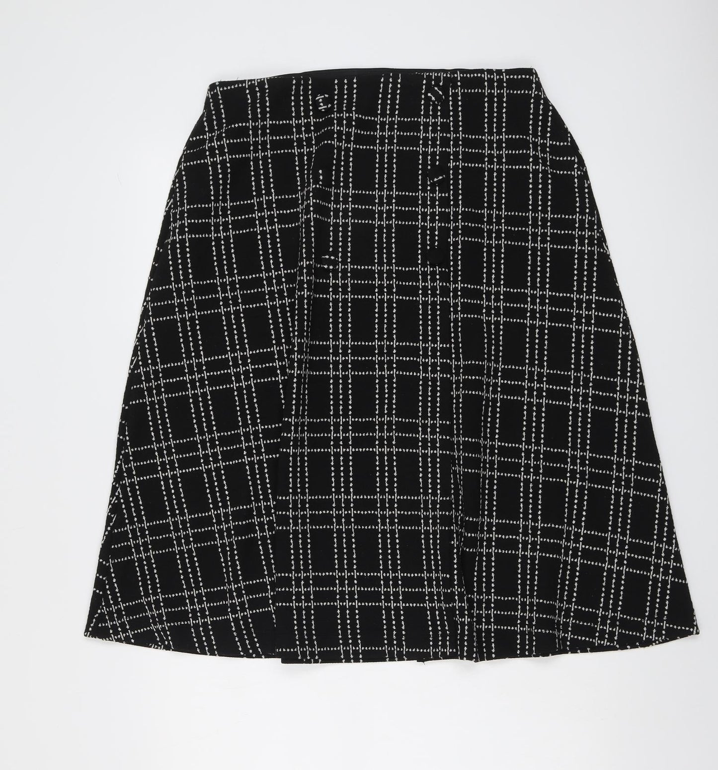 NEXT Womens Black Plaid Polyester A-Line Skirt Size 14