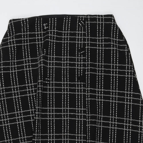 NEXT Womens Black Plaid Polyester A-Line Skirt Size 14