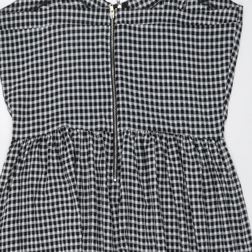 Select Womens Black Gingham Polyester Pinafore/Dungaree Dress Size 16 Sweetheart Zip
