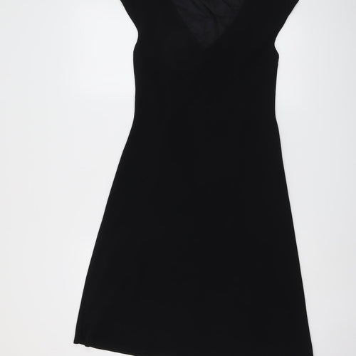 Dorothy Perkins Womens Black Polyester A-Line Size 10 V-Neck Pullover