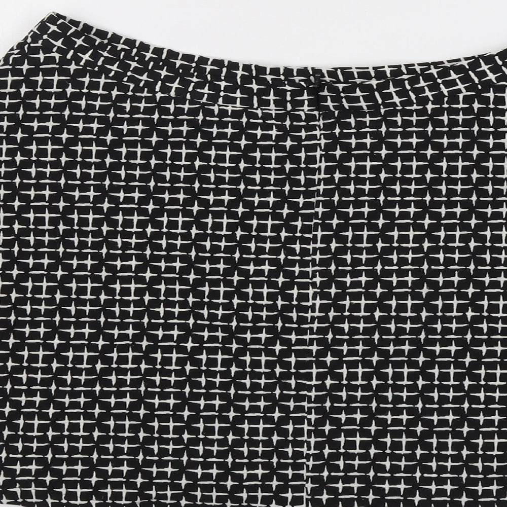 Topshop Womens Black Geometric Polyester Skater Skirt Size 14 Zip