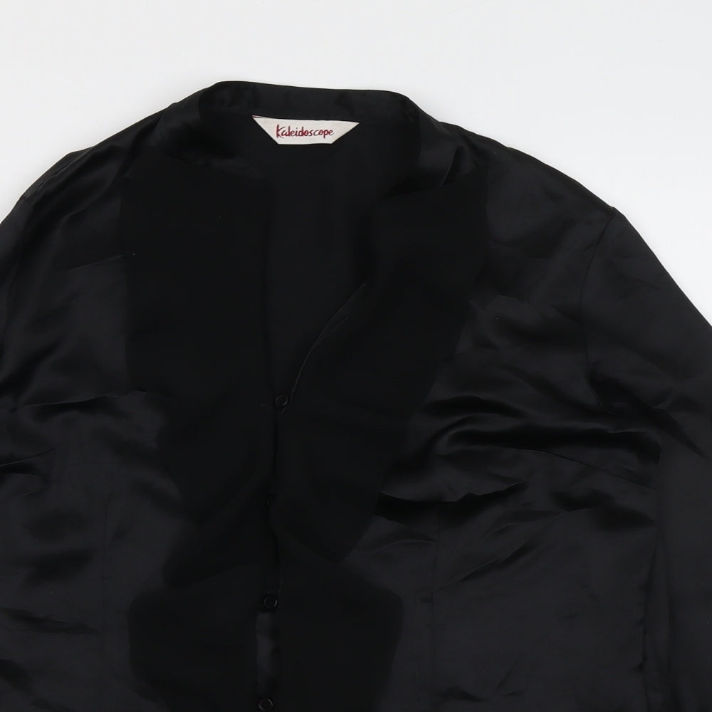 Kaleidoscope Womens Black Polyester Basic Button-Up Size 14 V-Neck
