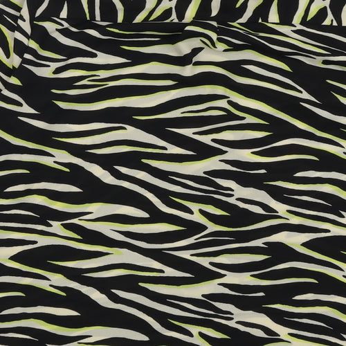 NEXT Womens Black Animal Print Polyester Basic Button-Up Size 14 Collared - Zebra Print