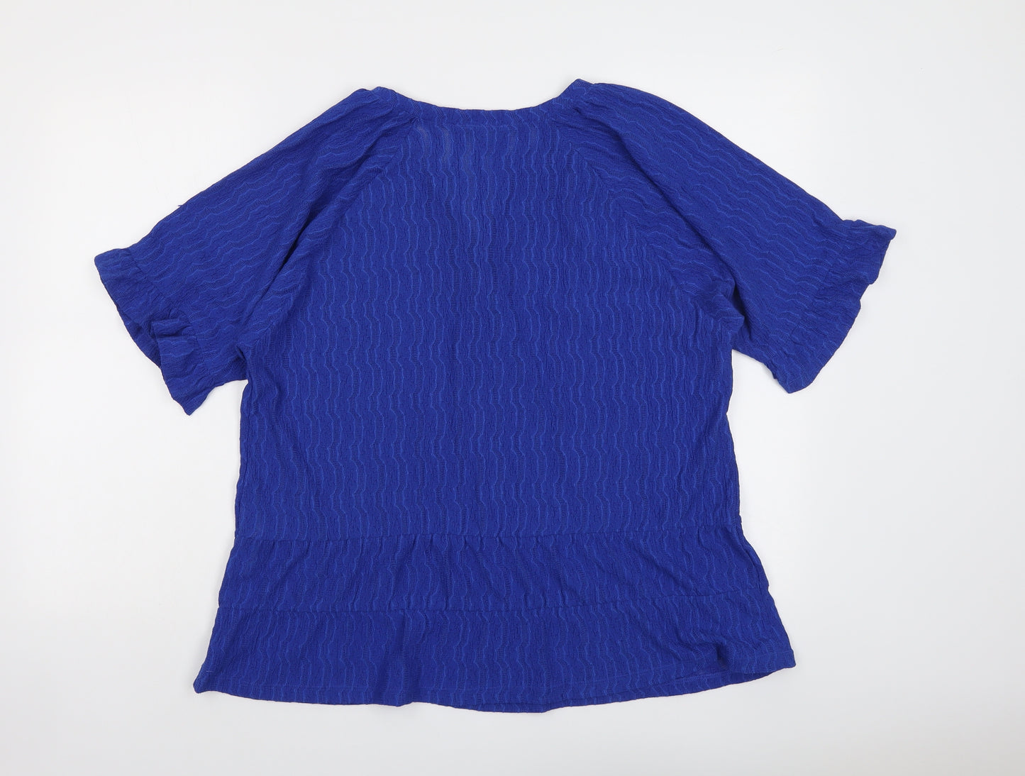 Phase Eight Womens Blue Geometric Polyester Basic Blouse Size 16 V-Neck
