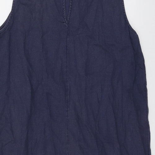 Marks and Spencer Womens Blue Linen A-Line Size 16 Round Neck Pullover